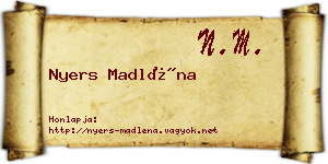 Nyers Madléna névjegykártya